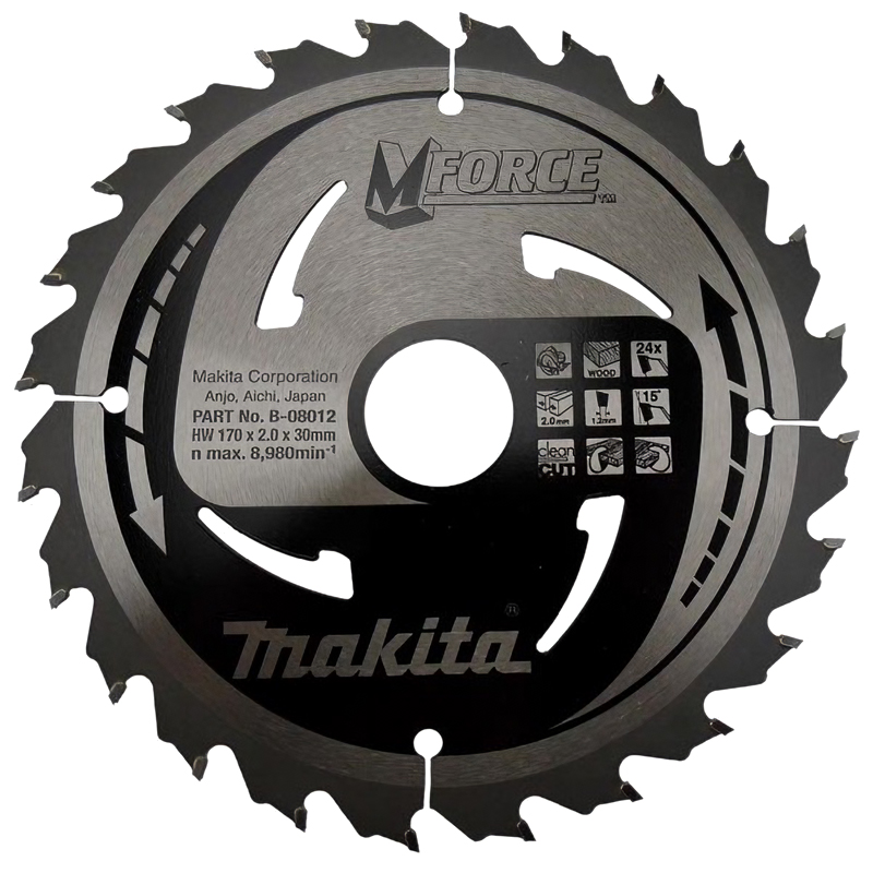 Пиляльний диск Makita MForce: дерево 170 мм 24 зуба (B-08012) Пиляльний диск Makita MForce: дерево 170 мм 24 зуба (B-08012)