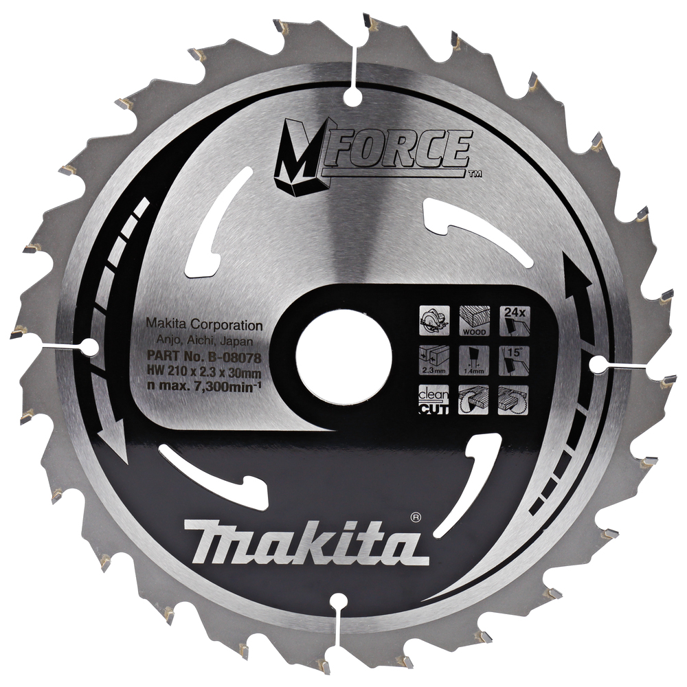 Пиляльний диск Makita MForce: дерево 210 мм 24 зуба (B-08078) Пиляльний диск Makita MForce: дерево 210 мм 24 зуба (B-08078)