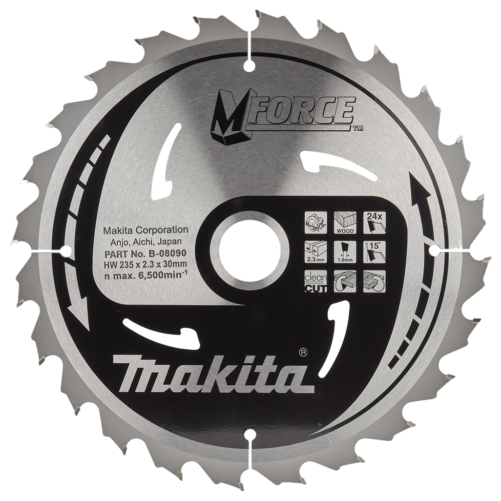 Пиляльний диск Makita MForce: дерево 235 мм 24 зуба (B-08090) Пиляльний диск Makita MForce: дерево 235 мм 24 зуба (B-08090)