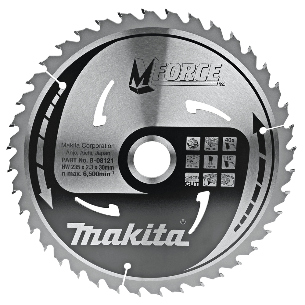 Пиляльний диск Makita MForce 235: дерево мм 40 зубів (B-08121) Пиляльний диск Makita MForce 235: дерево мм 40 зубів (B-08121)