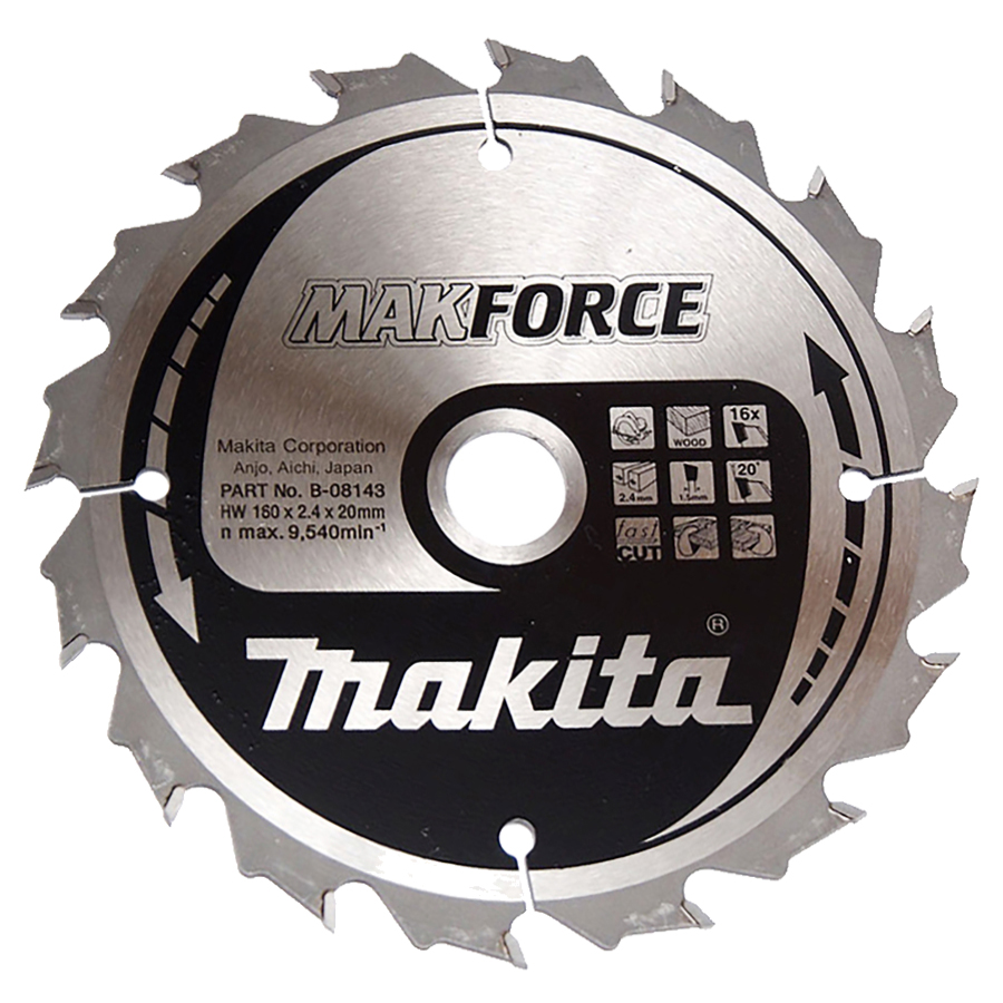 Пиляльний диск Makita MAKForce: дерево 160 мм 16 зубів (B-08143) Пиляльний диск Makita MAKForce: дерево 160 мм 16 зубів (B-08143)
