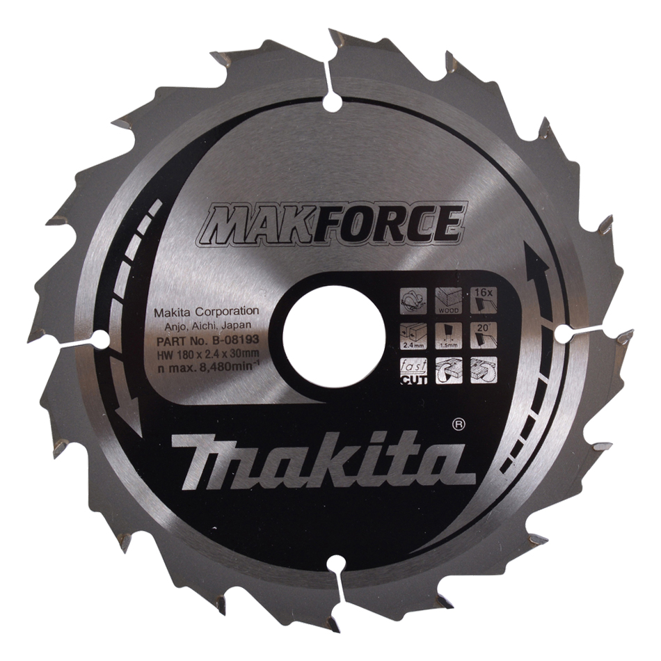Пиляльний диск Makita MAKForce: дерево 180 мм 16 зубів (B-08193) Пиляльний диск Makita MAKForce: дерево 180 мм 16 зубів (B-08193)