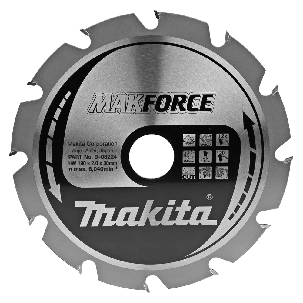 Диск пильний по деревині MAKForce 190x30 мм 12Т Makita (B-08224)
