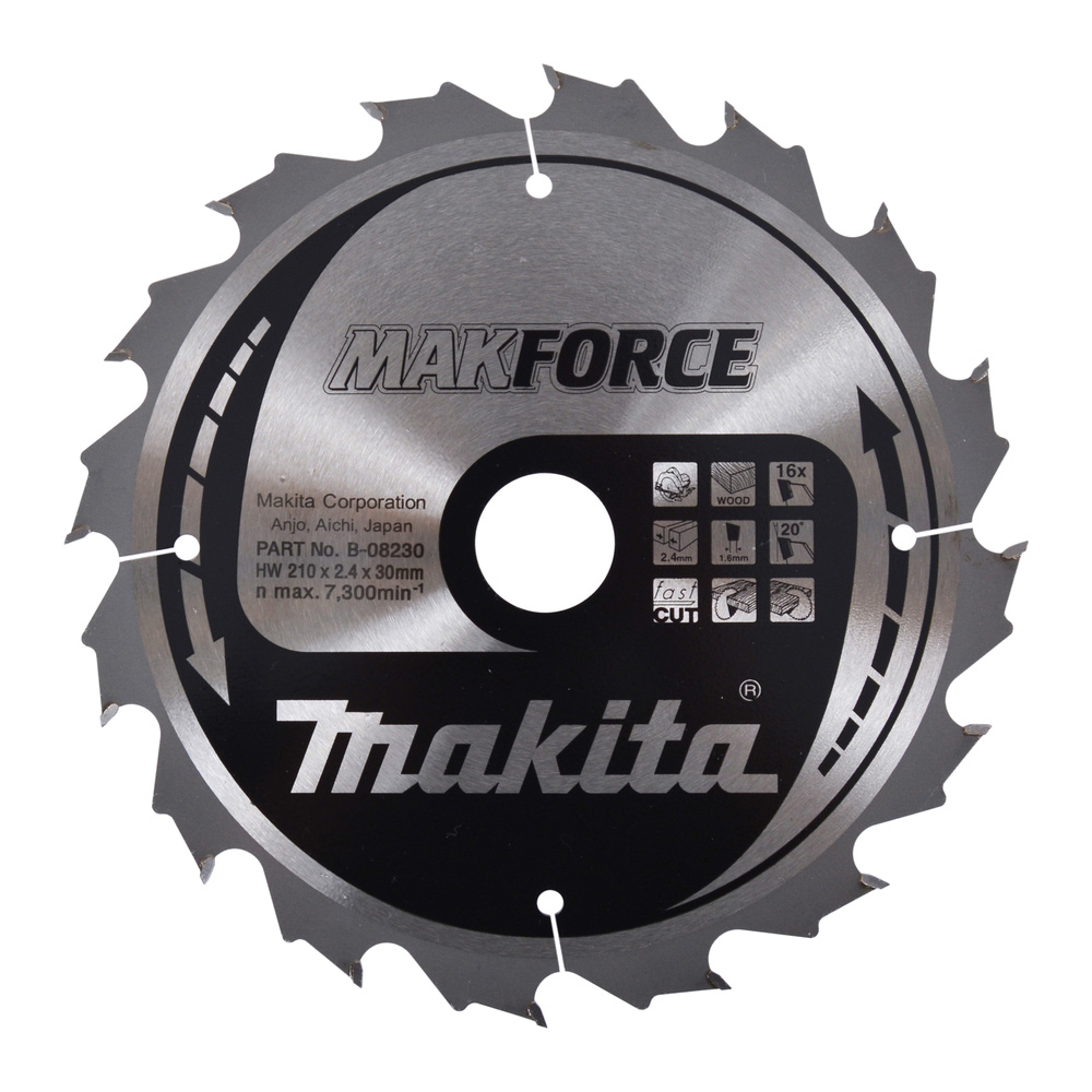 Пиляльный диск TCT MAKForce: дерево 210 мм 16 зуба (B-08230) Пиляльный диск TCT MAKForce: дерево 210 мм 16 зуба (B-08230)