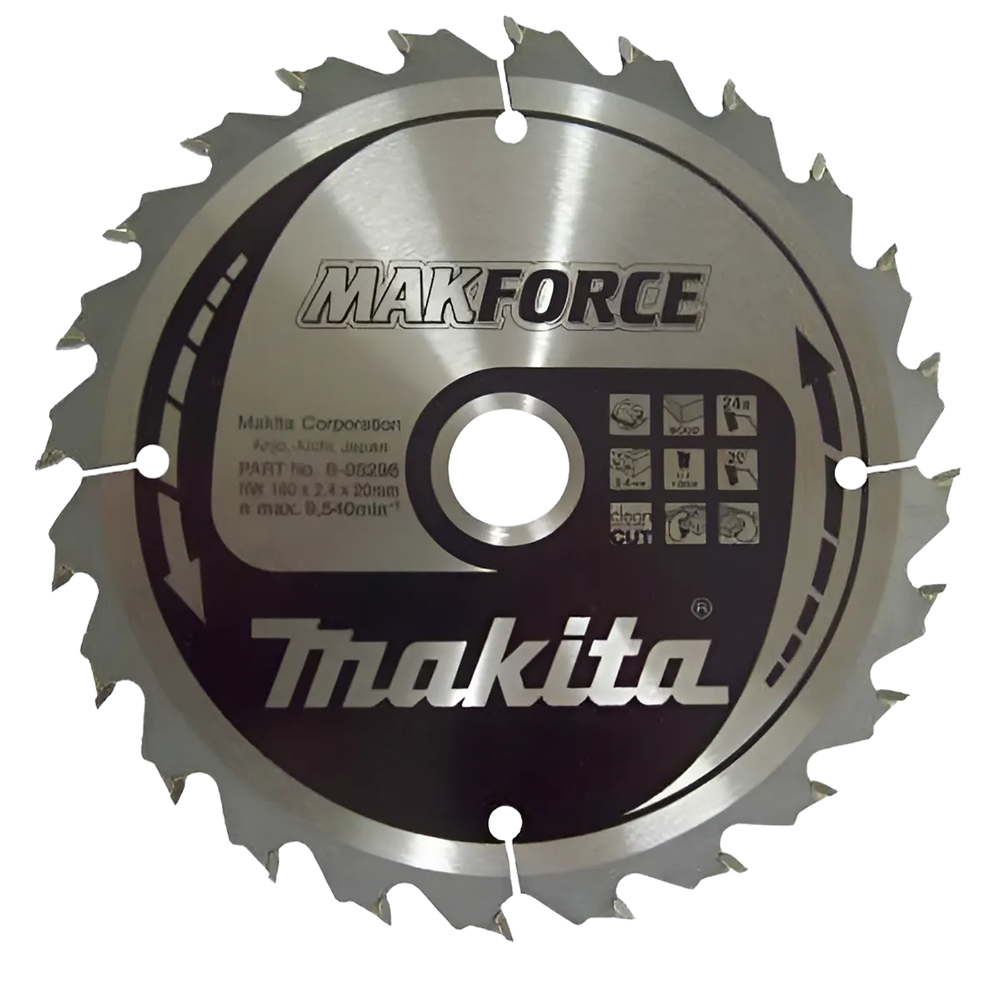 Пиляльний диск Makita MAKForce: дерево 160 мм 24 зуба (B-08296) Пиляльний диск Makita MAKForce: дерево 160 мм 24 зуба (B-08296)
