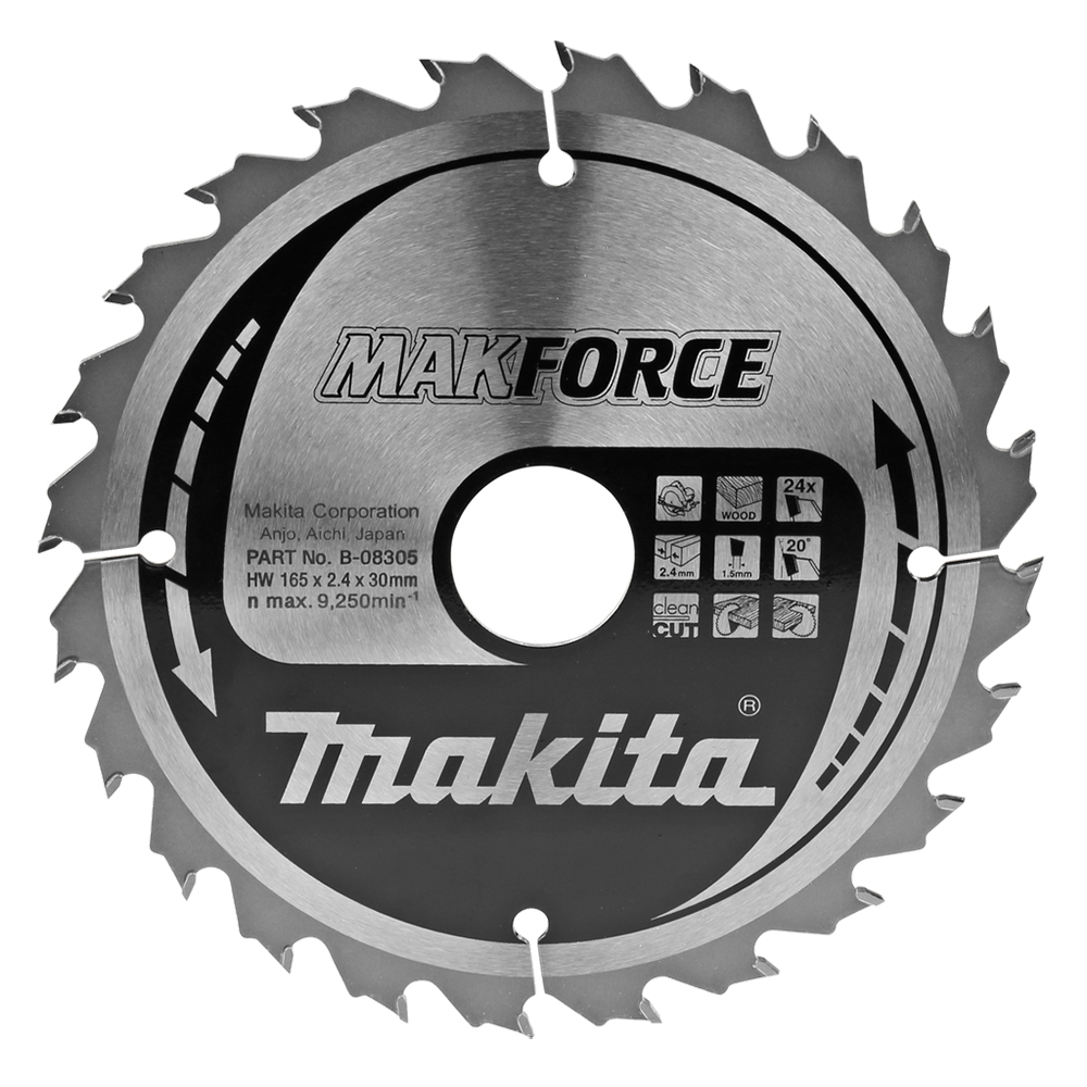 Пиляльний диск Makita MAKForce: дерево 165 мм 24 зуба (B-08305) Пиляльний диск Makita MAKForce: дерево 165 мм 24 зуба (B-08305)