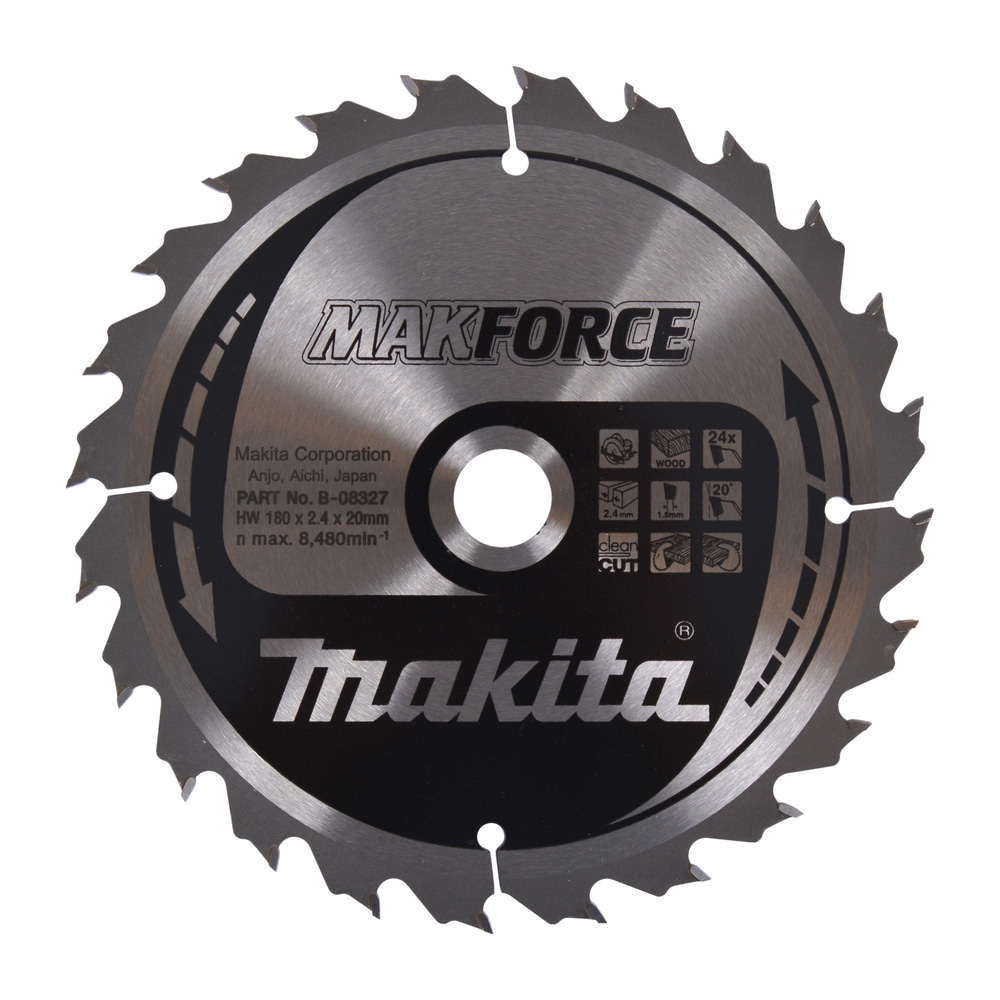Пиляльний диск Makita MAKForce: дерево 180 мм 24 зуба (B-08327) Пиляльний диск Makita MAKForce: дерево 180 мм 24 зуба (B-08327)