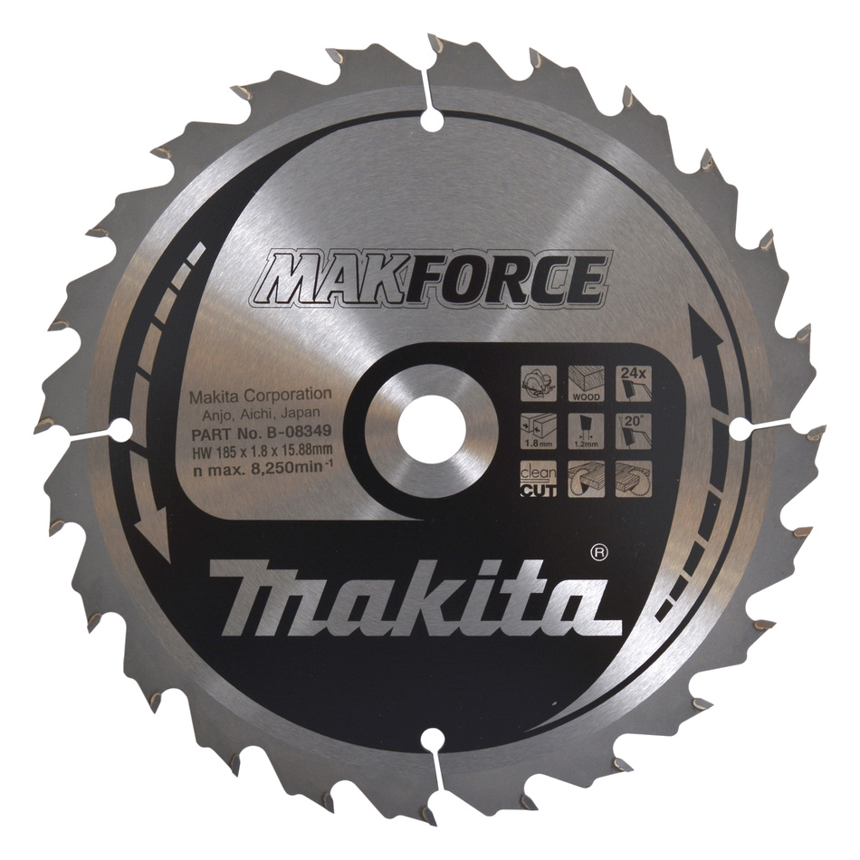 Пиляльный диск Makita MAKForce: дерево 185 мм 24 зуба (B-08349) Пиляльный диск Makita MAKForce: дерево 185 мм 24 зуба (B-08349)