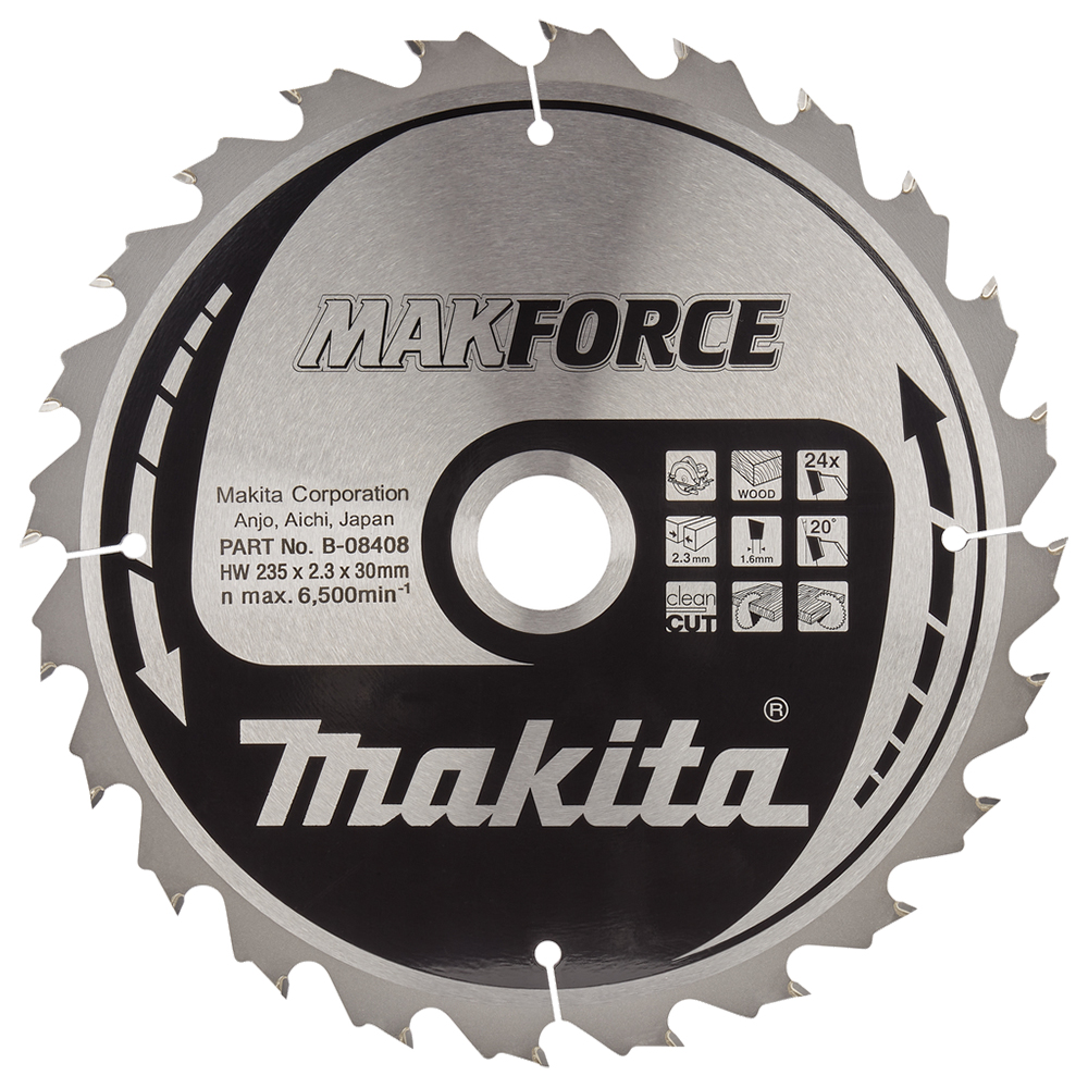 Пиляльний диск Makita MAKForce: дерево 235 мм 24 зуба (B-08408) Пиляльний диск Makita MAKForce: дерево 235 мм 24 зуба (B-08408)