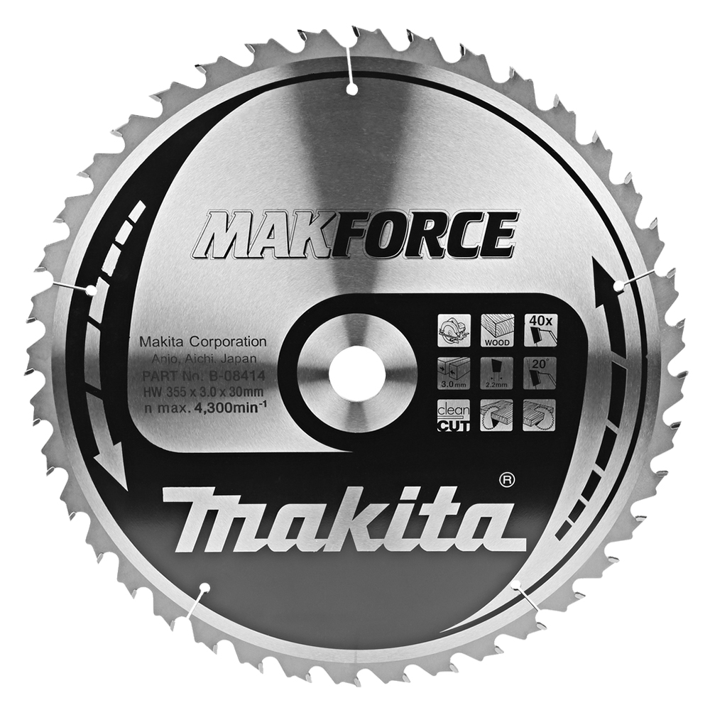 Пиляльний диск Makita MAKForce: дерево 355 мм 40 зубів (B-08414) Пиляльний диск Makita MAKForce: дерево 355 мм 40 зубів (B-08414)