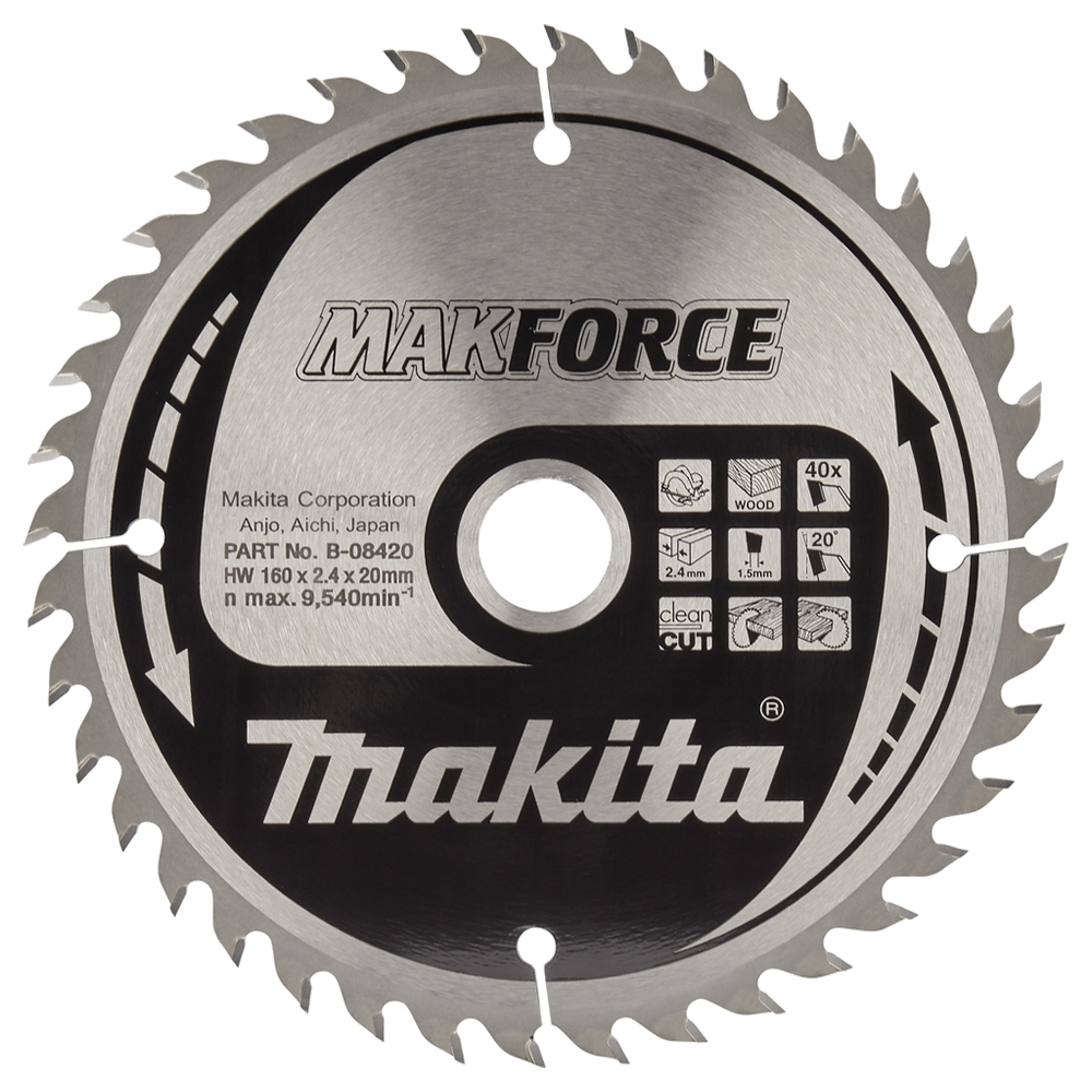 Пиляльний диск Makita MAKForce: дерево 160 мм 40 зубів (B-08420) Пиляльний диск Makita MAKForce: дерево 160 мм 40 зубів (B-08420)