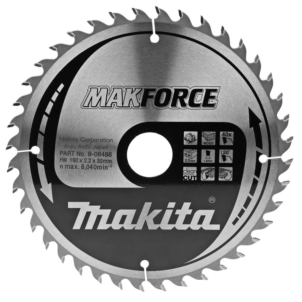 Пиляльний диск MAKForce: дерево 190x30 мм 40 зубів Makita (B-08486) Пиляльний диск MAKForce: дерево 190x30 мм 40 зубів Makita (B-08486)