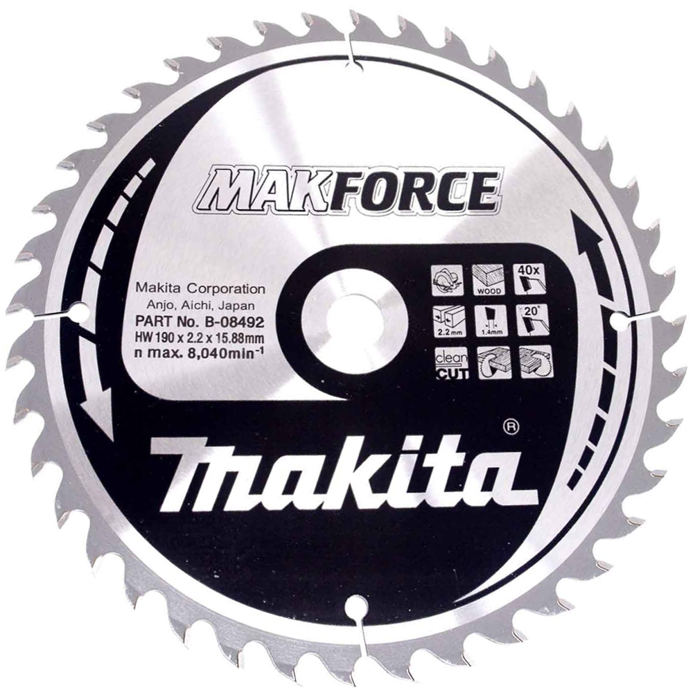 Диск пильний по деревині MAKForce 190x15,88 мм 40Т Makita (B-08492)