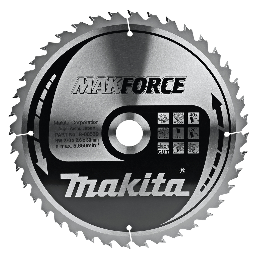Пиляльний диск Makita MAKForce: дерево 270 мм 40 зубів (B-08539) Пиляльний диск Makita MAKForce: дерево 270 мм 40 зубів (B-08539)