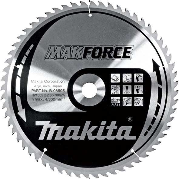 Пильный диск Makita MAKForce 355 мм 60 зубьев (B-08595)