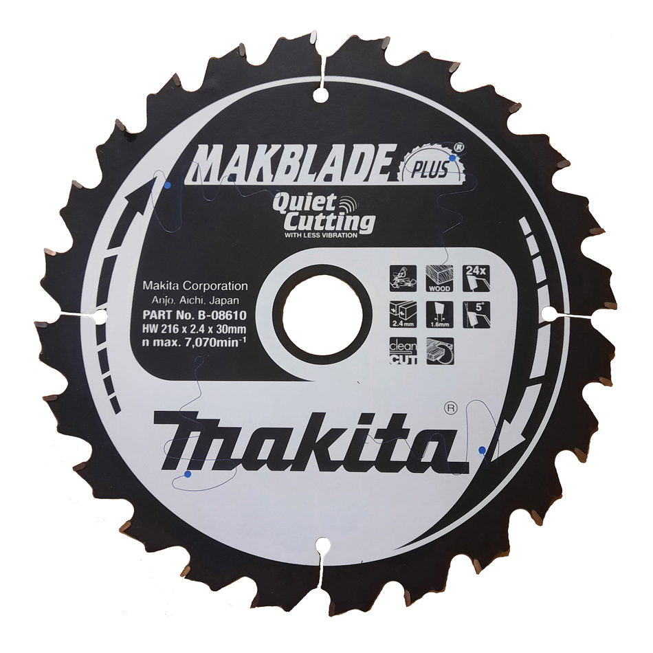 Пиляльний диск Makita MAKBlade Plus: дерево 216 мм 24 зуба (B-08610) Пиляльний диск Makita MAKBlade Plus: дерево 216 мм 24 зуба (B-08610)