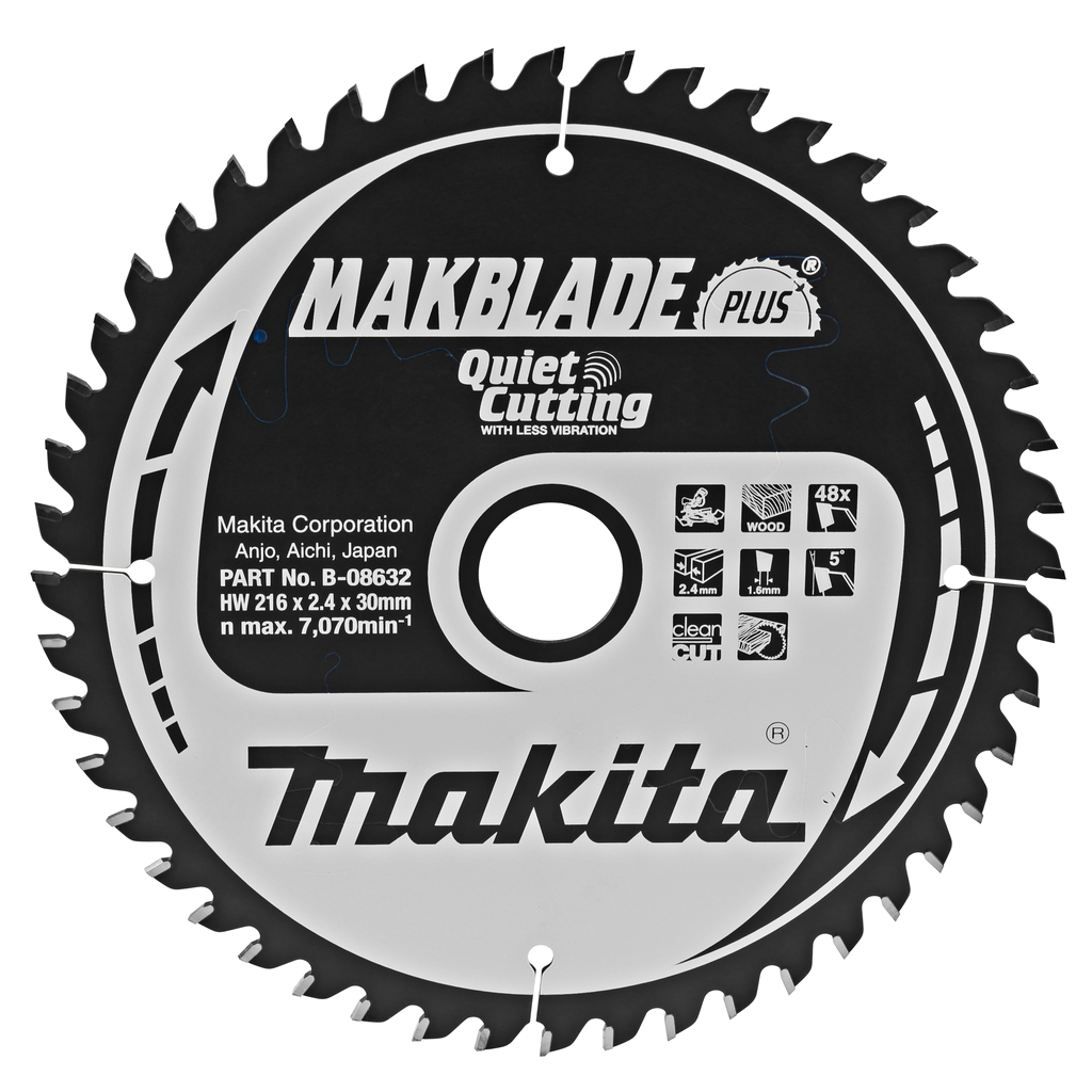 Пиляльний диск Makita MAKBlade Plus: дерево 216 мм 48 зубів (B-08632) Пиляльний диск Makita MAKBlade Plus: дерево 216 мм 48 зубів (B-08632)