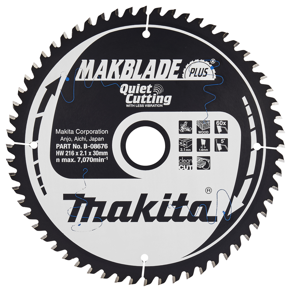 Пиляльний диск Makita MAKBlade Plus: дерево 216 мм 60 зубів (B-08676) Пиляльний диск Makita MAKBlade Plus: дерево 216 мм 60 зубів (B-08676)