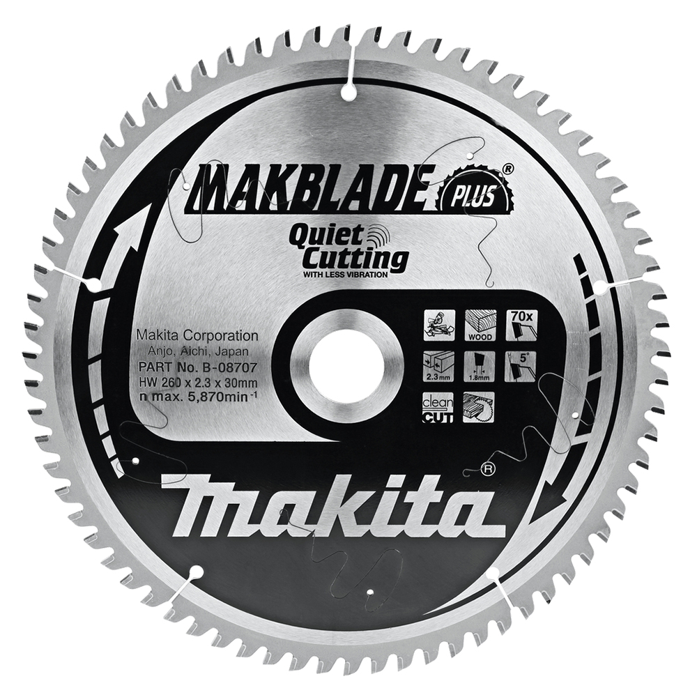 Пиляльний диск Makita MAKBlade Plus: дерево 260 мм 70 зубів (B-08707) Пиляльний диск Makita MAKBlade Plus: дерево 260 мм 70 зубів (B-08707)