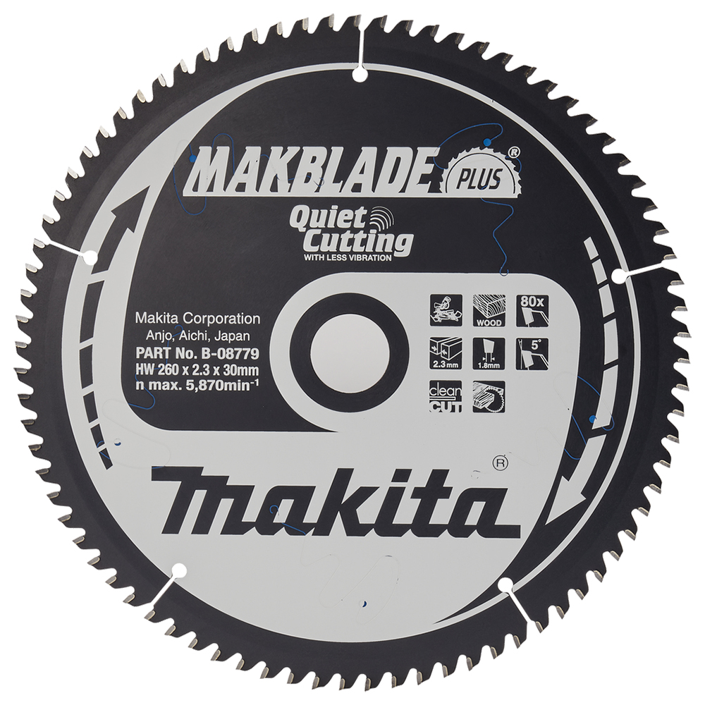 Пиляльний диск Makita MAKBlade Plus: дерево 260 мм 80 зубів (B-08779) Пиляльний диск Makita MAKBlade Plus: дерево 260 мм 80 зубів (B-08779)
