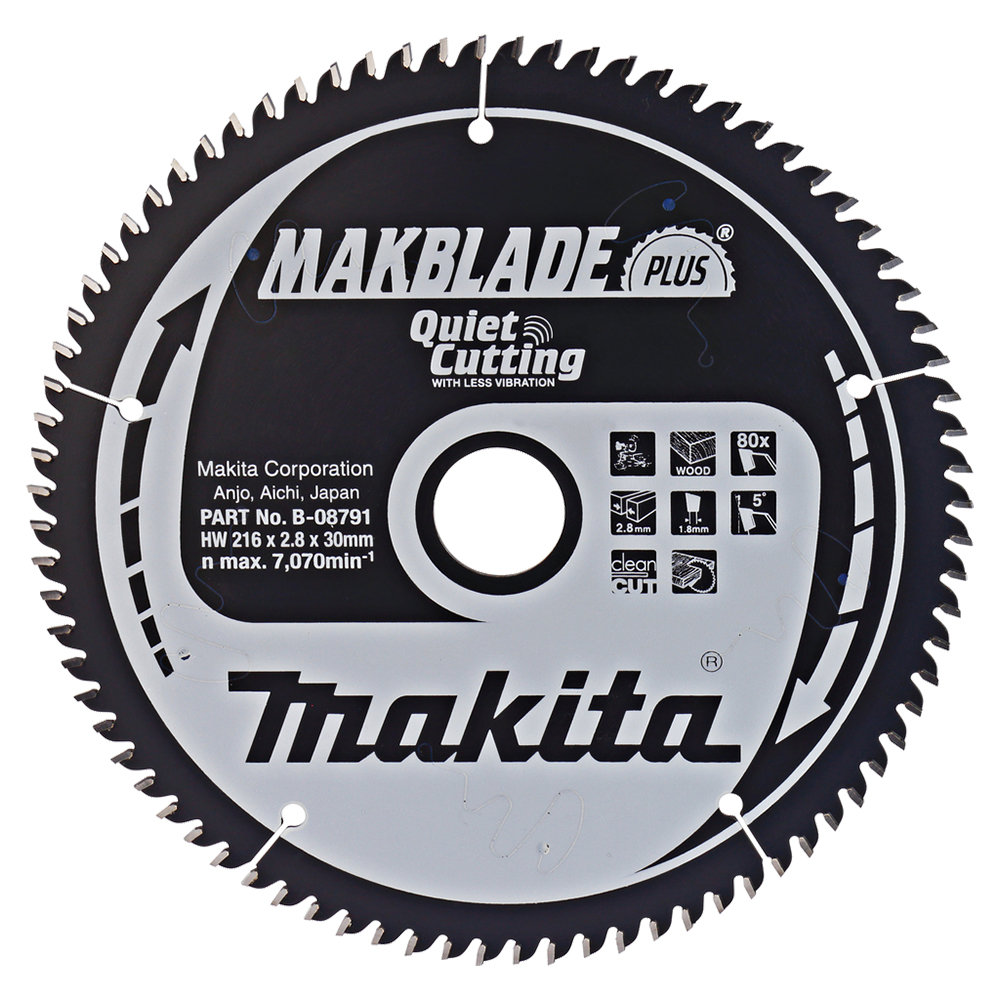 Пиляльний диск Makita MAKBlade Plus: дерево 216 мм 80 зубів (B-08791) Пиляльний диск Makita MAKBlade Plus: дерево 216 мм 80 зубів (B-08791)