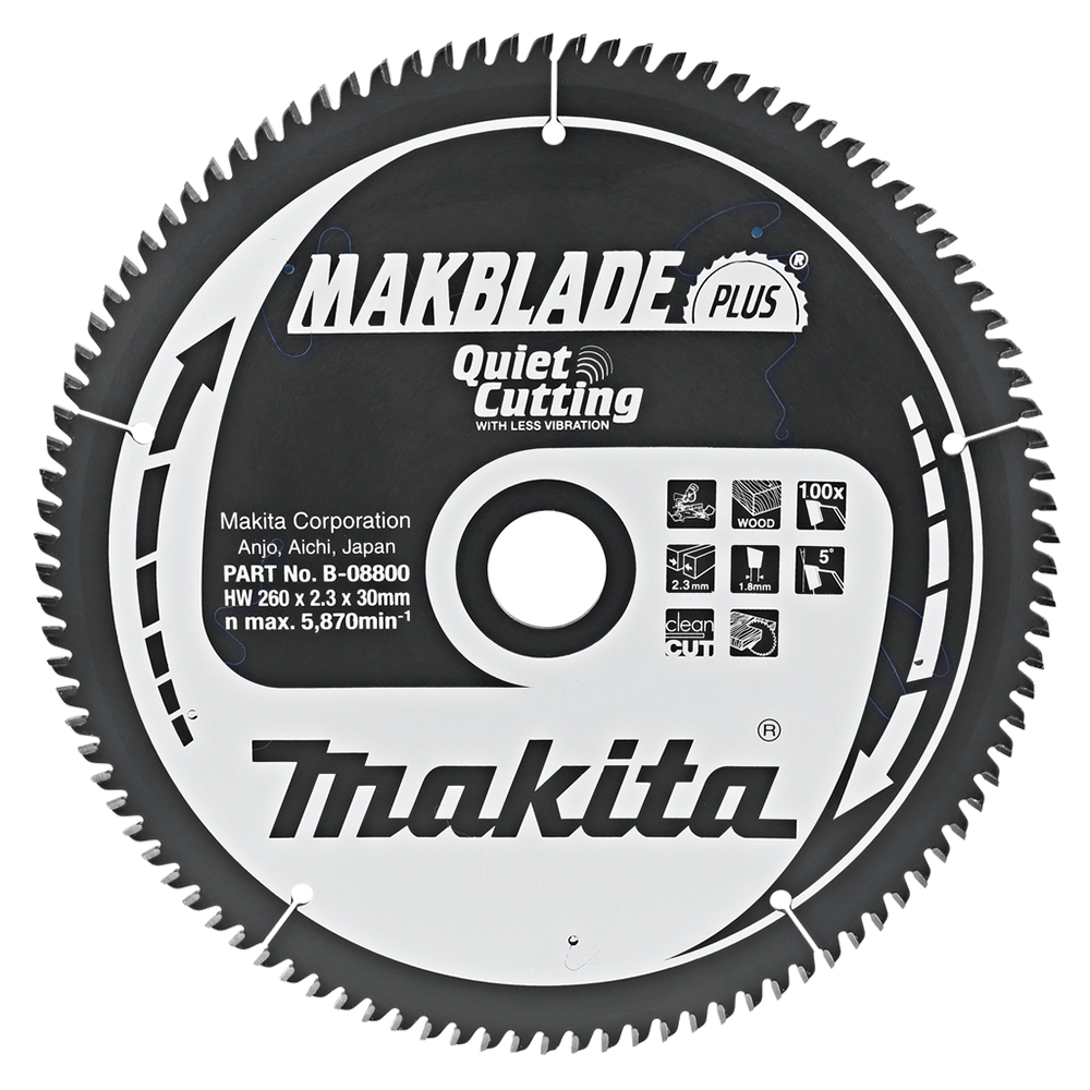 Пиляльний диск Makita MAKBlade Plus: дерево 260 мм 100 зубів (B-08800) Пиляльний диск Makita MAKBlade Plus: дерево 260 мм 100 зубів (B-08800)