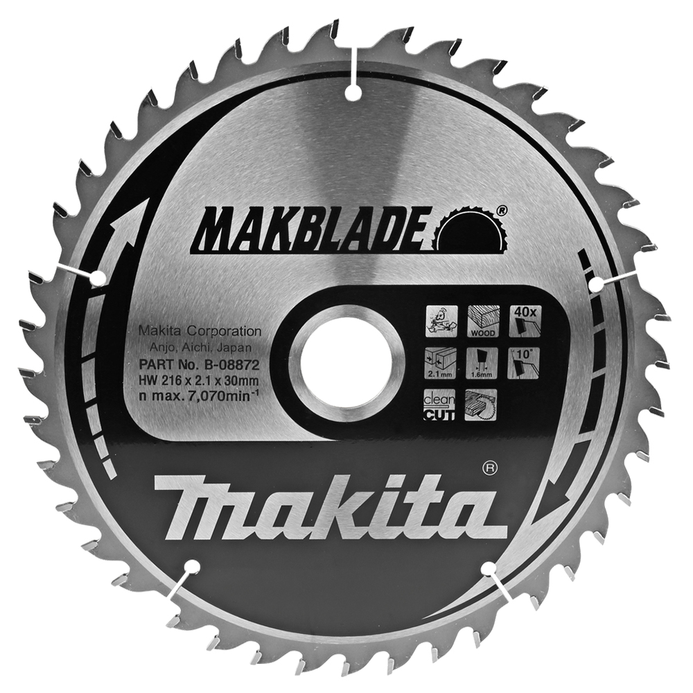 Пиляльний диск Makita MAKBlade: дерево 216x30 40T (B-08872) Пиляльний диск Makita MAKBlade: дерево 216x30 40T (B-08872)