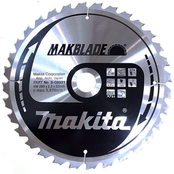 Пильный диск Makita MAKBlade 260 мм 32 зубьев (B-08931)