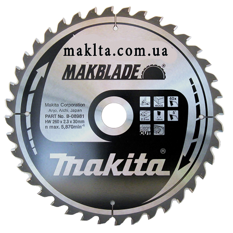 Пиляльний диск Makita MAKBlade: дерево 260 мм 40 зубів (B-08981) Пиляльний диск Makita MAKBlade: дерево 260 мм 40 зубів (B-08981)