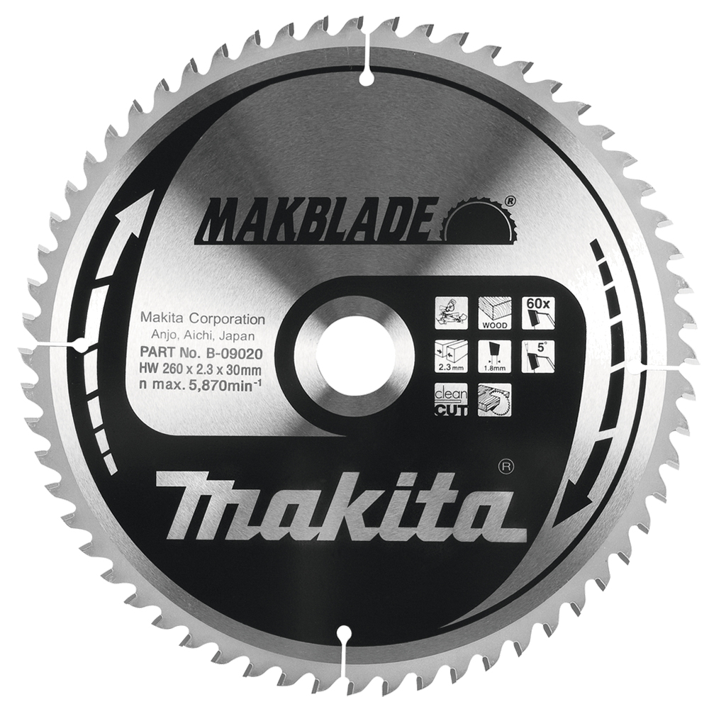 Пиляльний диск Makita MAKBlade: дерево 260мм 60 зубів (B-09020) Пиляльний диск Makita MAKBlade: дерево 260мм 60 зубів (B-09020)