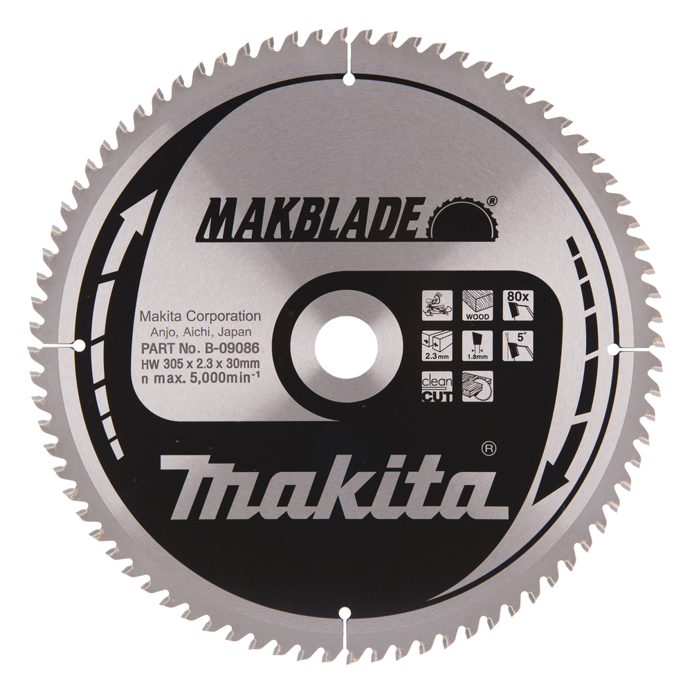 Пиляльний диск Makita MAKBlade: дерево 305 мм 80 зубів (B-09086) Пиляльний диск Makita MAKBlade: дерево 305 мм 80 зубів (B-09086)