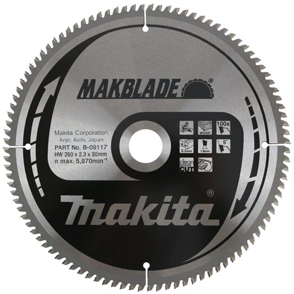 Пильный диск Makita MAKBlade 260 мм 100 зубьев (B-09117)
