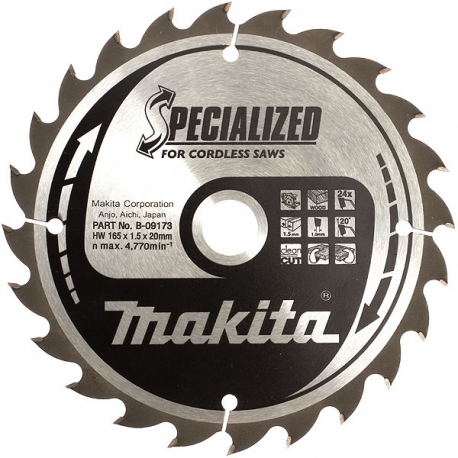 Пильный диск Makita SPECIALIZED 165х20 мм 24 зуба (B-09173)