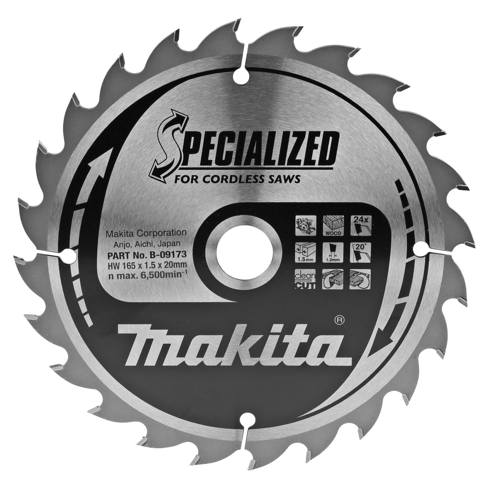 Пиляльний диск Makita SPECIALIZED: дерево 165х20 мм 24 зуба (B-09173) Пиляльний диск Makita SPECIALIZED: дерево 165х20 мм 24 зуба (B-09173)