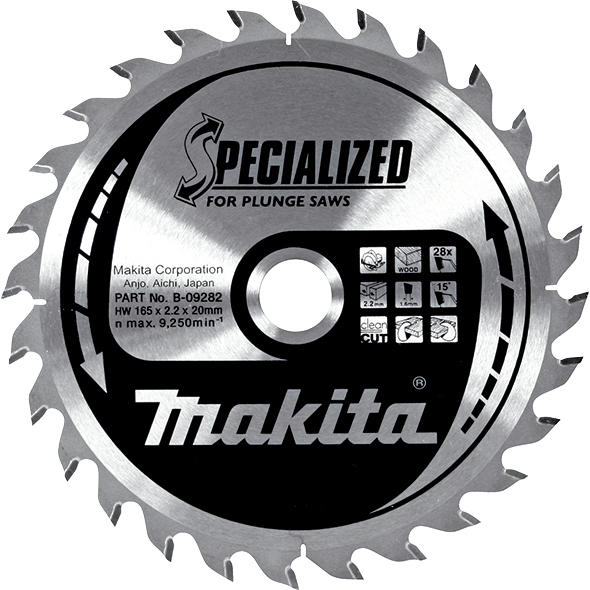 Пильный диск Makita для погружных пил SPECIALIZED 165x20 мм 28T (B-09282)