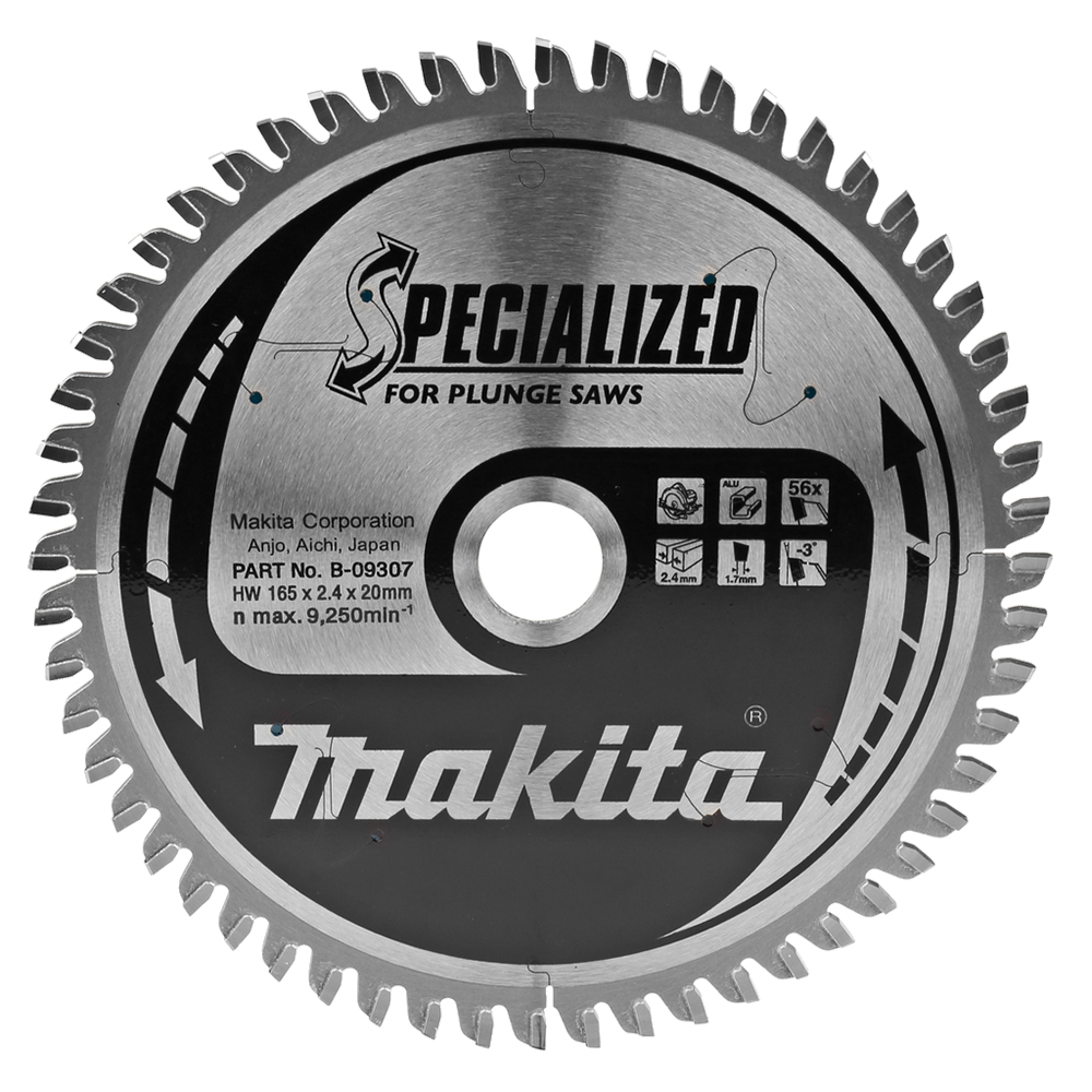 Пиляльний диск Makita SPECIALIZED: алюміній, ламінат, для занурювальних пил 165x20 мм 56T (B-09307) Пиляльний диск Makita SPECIALIZED: алюміній, ламінат, для занурювальних пил 165x20 мм 56T (B-09307)