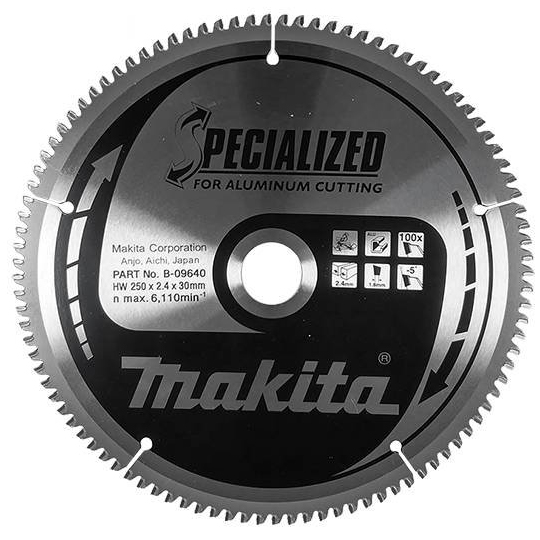 Пильний диск Makita для алюмінію PECIALIZED 250х30 мм 100Т (B-09640)