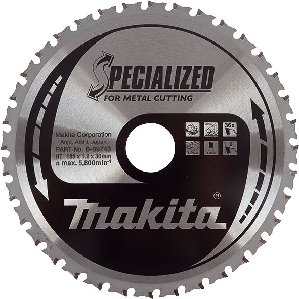 Пильный диск по стали Makita SPECIALIZED 185 мм 30 36 зубьев (B-09743)