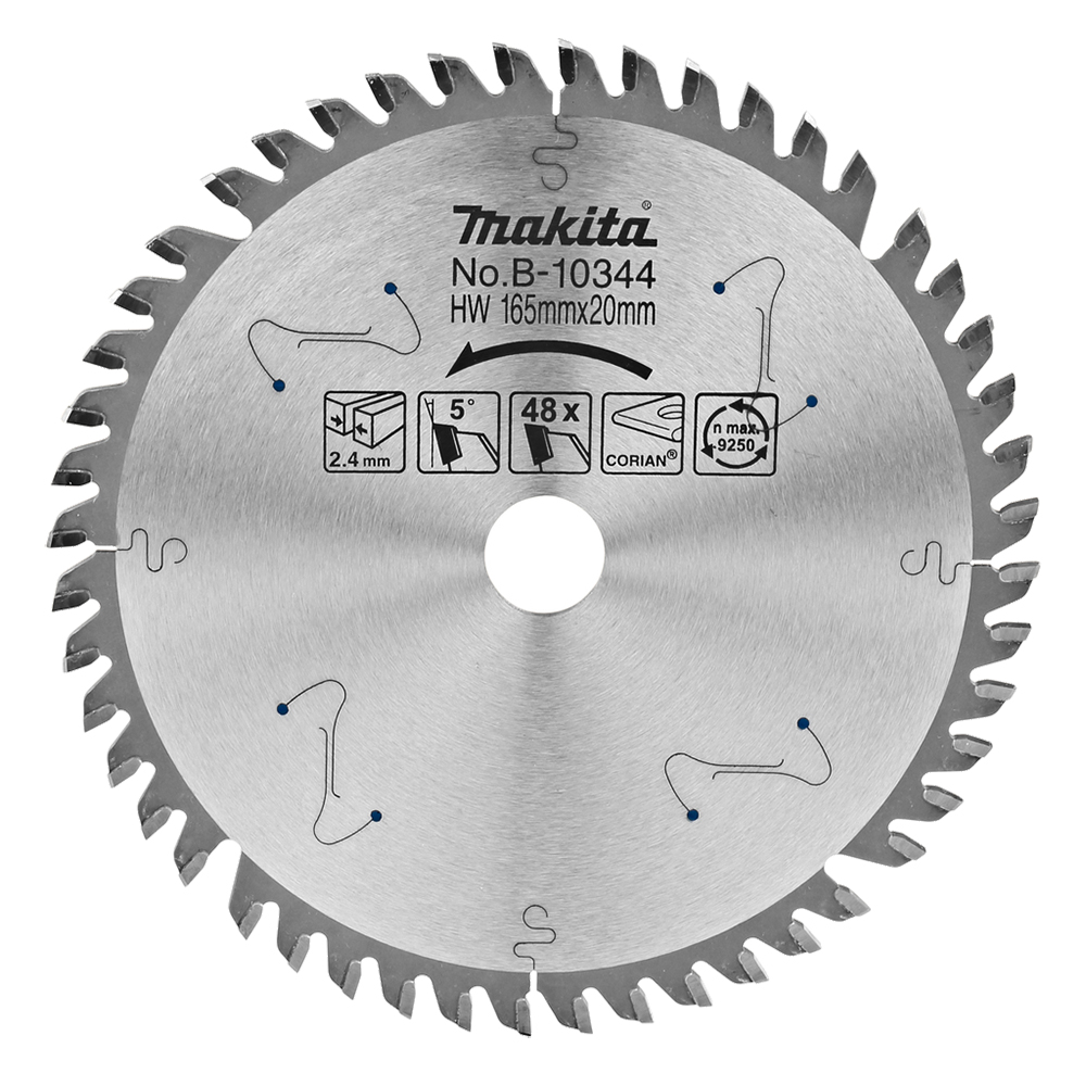 Пиляльний диск Makita Corian®: акриловий камінь, композитні матеріали 165x20 мм 48 зубів (B-10344) Пиляльний диск Makita Corian®: акриловий камінь, композитні матеріали 165x20 мм 48 зубів (B-10344)