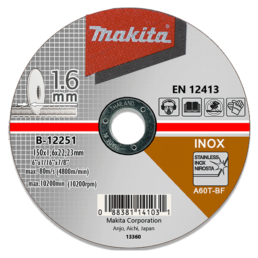 Відрізний диск з нержавіючої сталі Makita 150х1,6 60Т плоский (B-12251)
