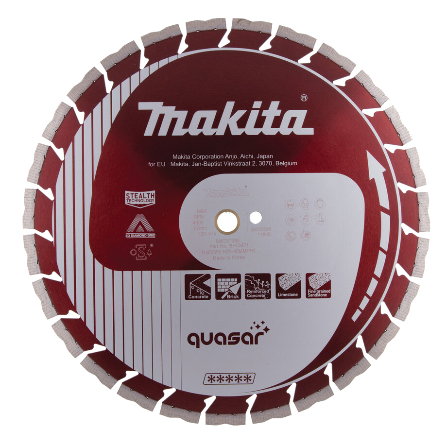 Алмазний диск QUASAR по бетону та каменю сегмент 400х25,4(20) мм сух/мокр Makita (B-13471)