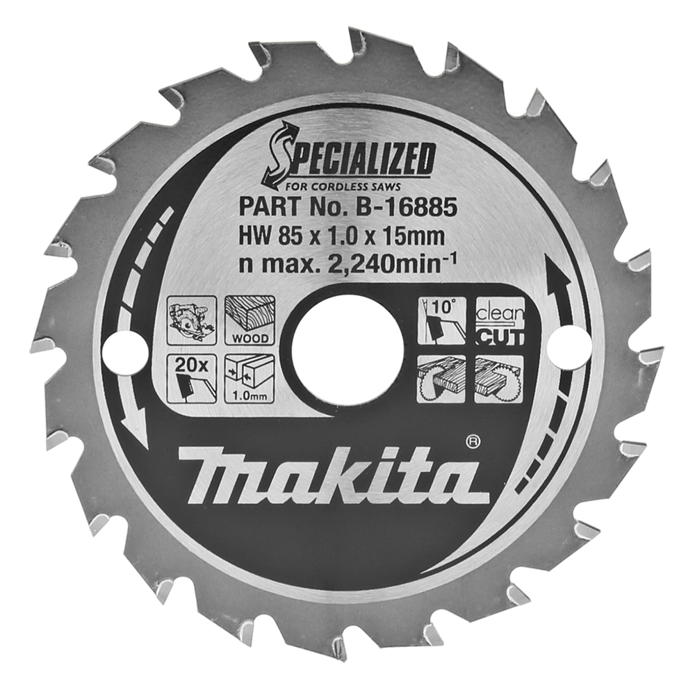 Диск пиляльний SPECIALIZED: дерево Makita 85 мм 20 зубів (B-16885) Диск пиляльний SPECIALIZED: дерево Makita 85 мм 20 зубів (B-16885)