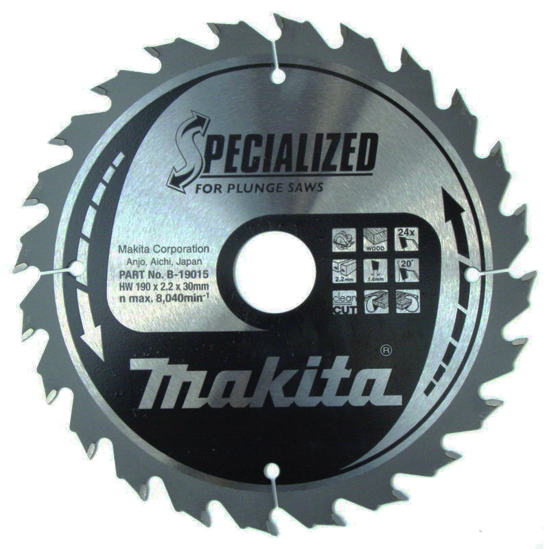 Пиляльний диск SPECIALIZED: дерево для заглибних пил 190x30 мм 24T Makita (B-19015) Пиляльний диск SPECIALIZED: дерево для заглибних пил 190x30 мм 24T Makita (B-19015)