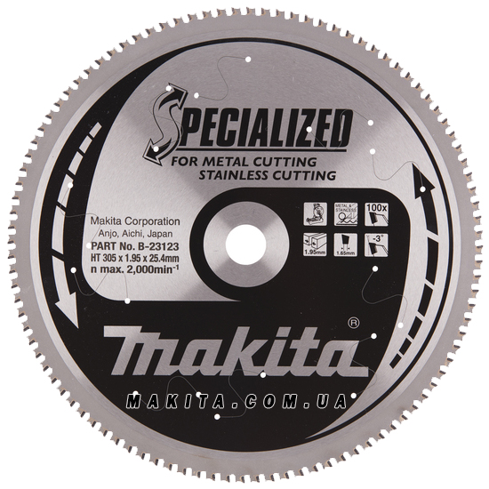 Пильный диск по нержавеющей стали Makita SPECIALIZED 305x25.4 мм 100T (B-23123)