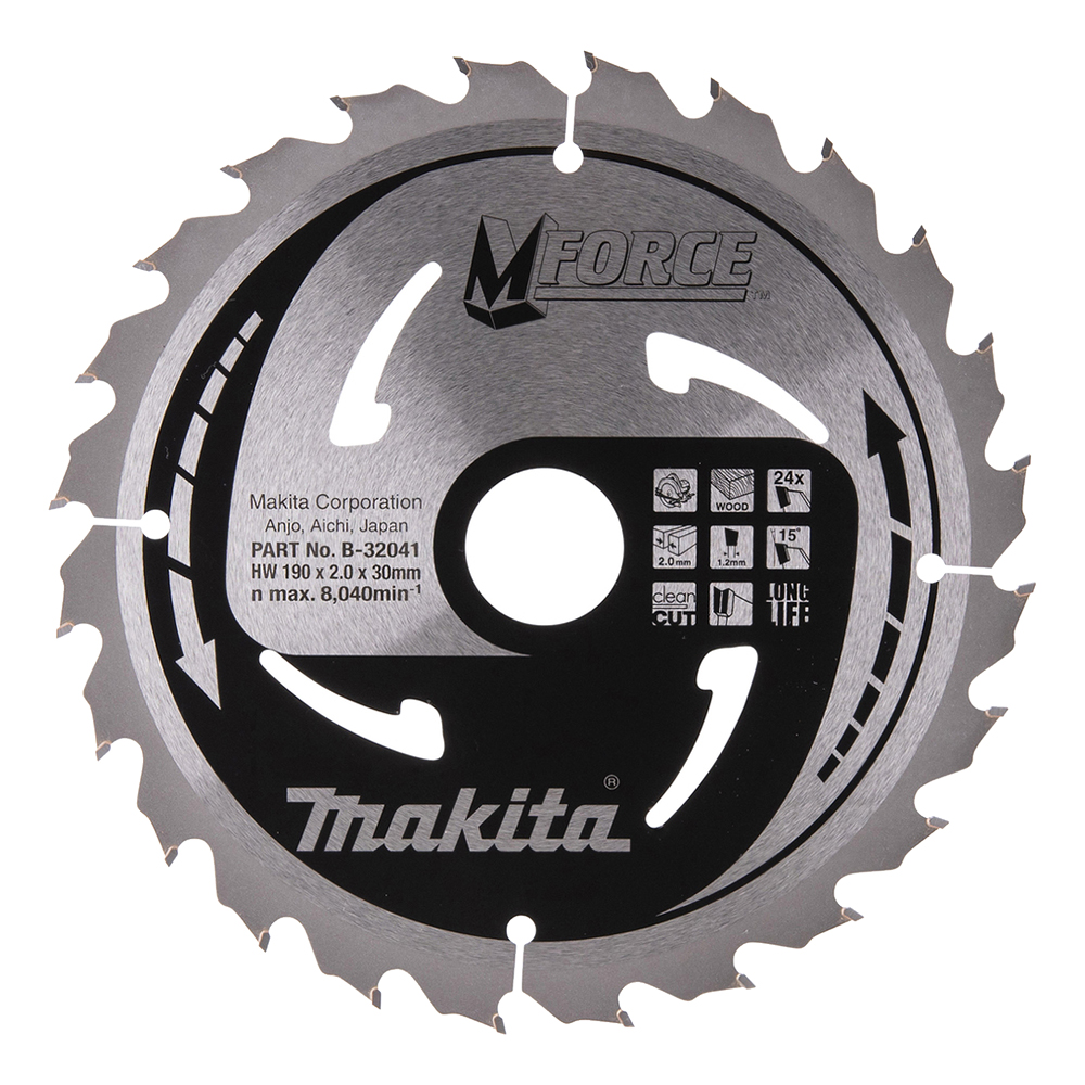 Пиляльний диск MForce: дерево 190x30 мм 24Т Makita (B-32041) Пиляльний диск MForce: дерево 190x30 мм 24Т Makita (B-32041)