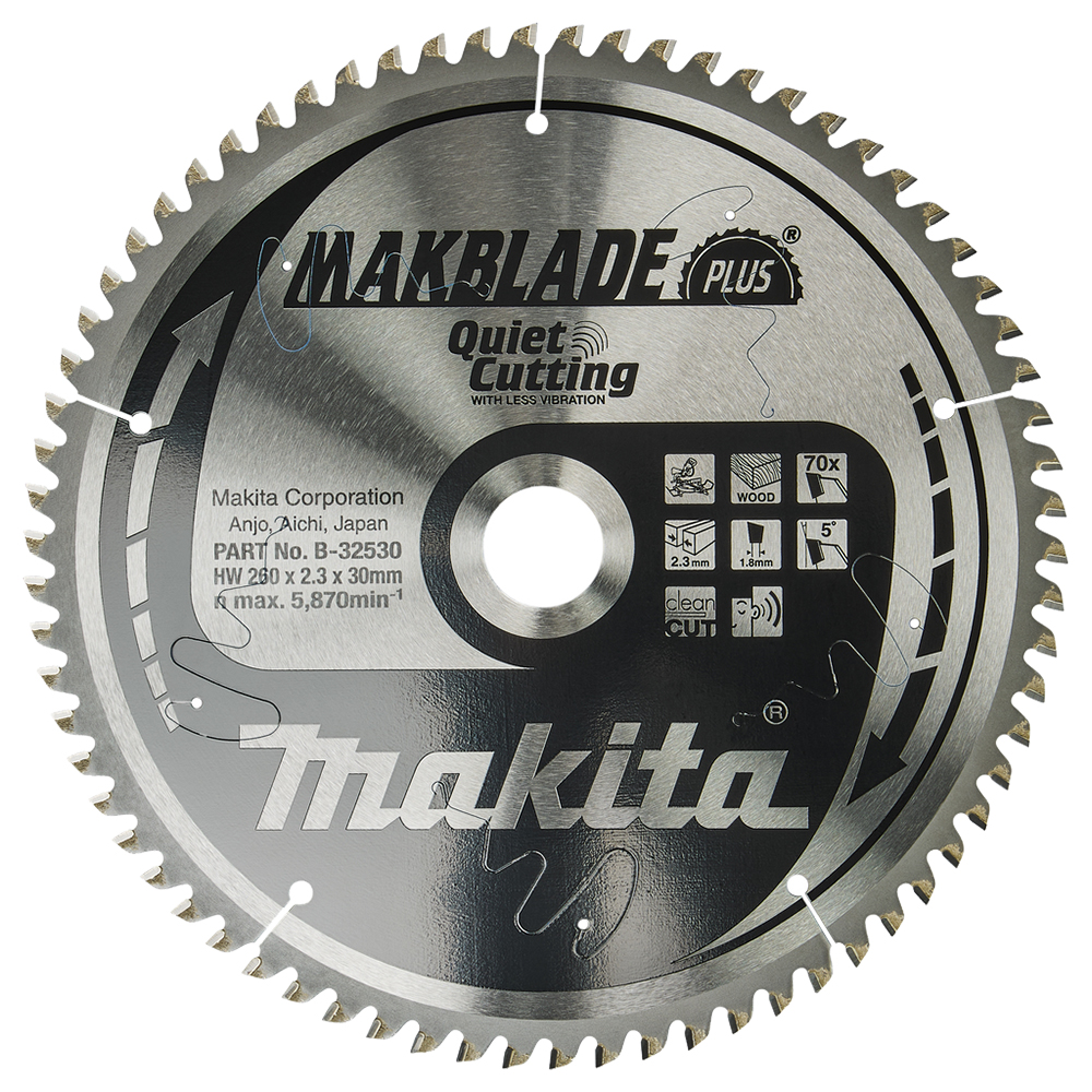 Пиляльний диск по деревині MAKBlade PLUS 260x30 мм 70T Makita (B-32530) Пиляльний диск по деревині MAKBlade PLUS 260x30 мм 70T Makita (B-32530)