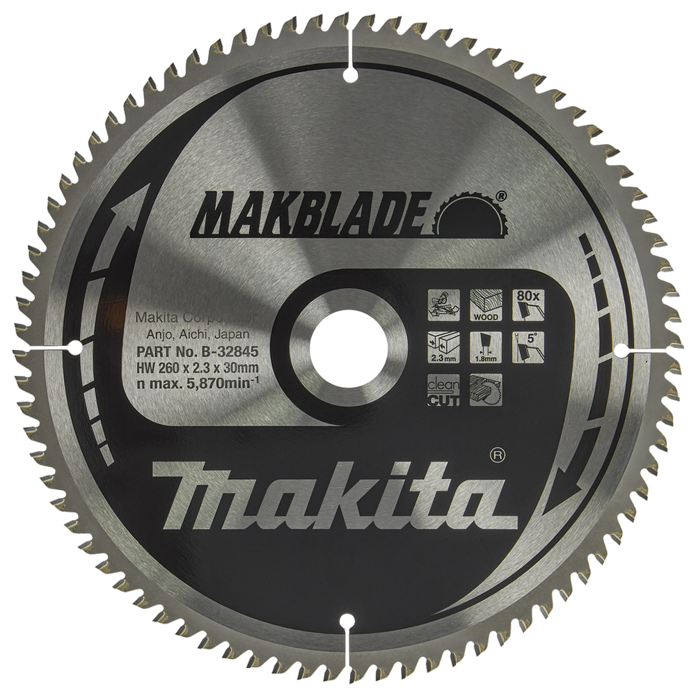 Пиляльний диск MAKBlade: дерево 260x30 мм 80T Makita (B-32845) Пиляльний диск MAKBlade: дерево 260x30 мм 80T Makita (B-32845)