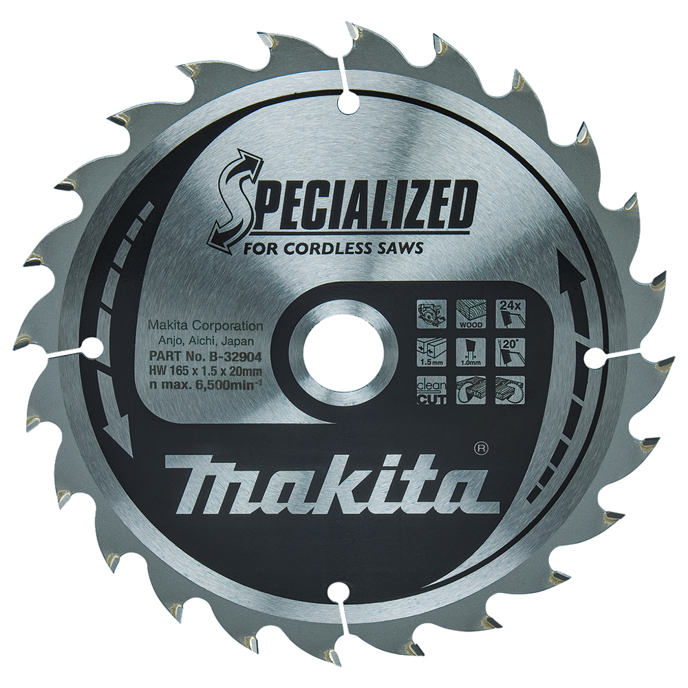 Пиляльний диск для акум.пил SPECIALIZED: дерево 165x20 мм 24T Makita (B-32904) Пиляльний диск для акум.пил SPECIALIZED: дерево 165x20 мм 24T Makita (B-32904)