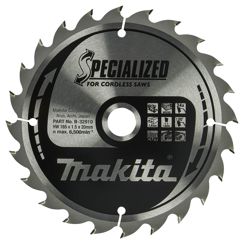 Пиляльний диск Makita SPECIALIZED: дерево 165х20 мм 24 зуба (B-32910) Пиляльний диск Makita SPECIALIZED: дерево 165х20 мм 24 зуба (B-32910)