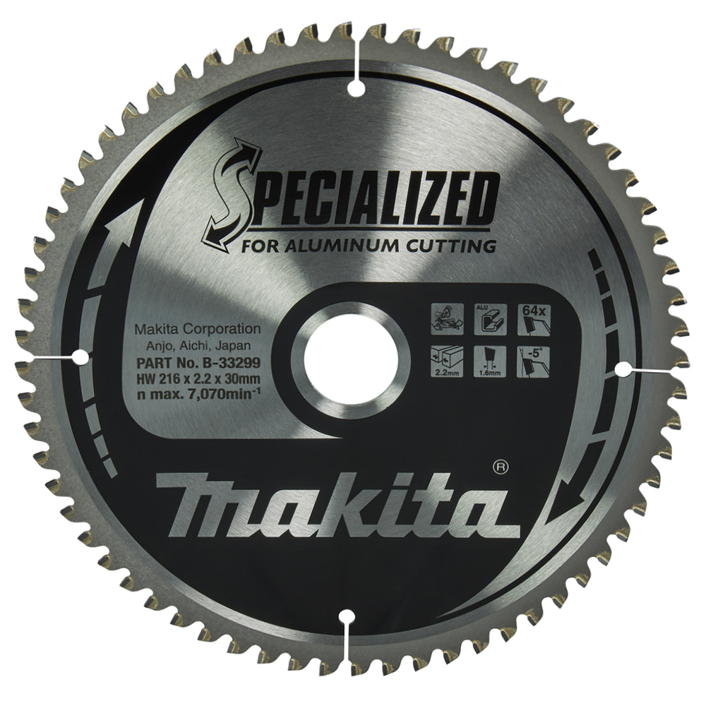 Пиляльний диск SPECIALIZED: алюміній, ламінат 216х30 мм 64Т Makita (B-33299) Пиляльний диск SPECIALIZED: алюміній, ламінат 216х30 мм 64Т Makita (B-33299)